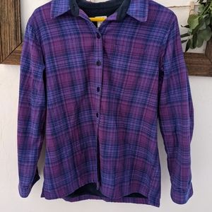LL Bean Lined Purple Flannel Shirt